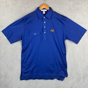 Vintage Izod Club Polo Shirt Mens Large Blue Right Pocket Crest Logo 90s Golf